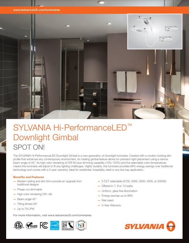SYLVANIA Hi-PerformanceLED™ Downlight Gimbal