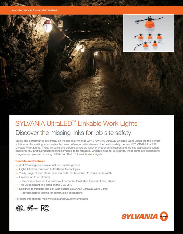 SYLVANIA UltraLED™ Linkable Work Lights FLyer