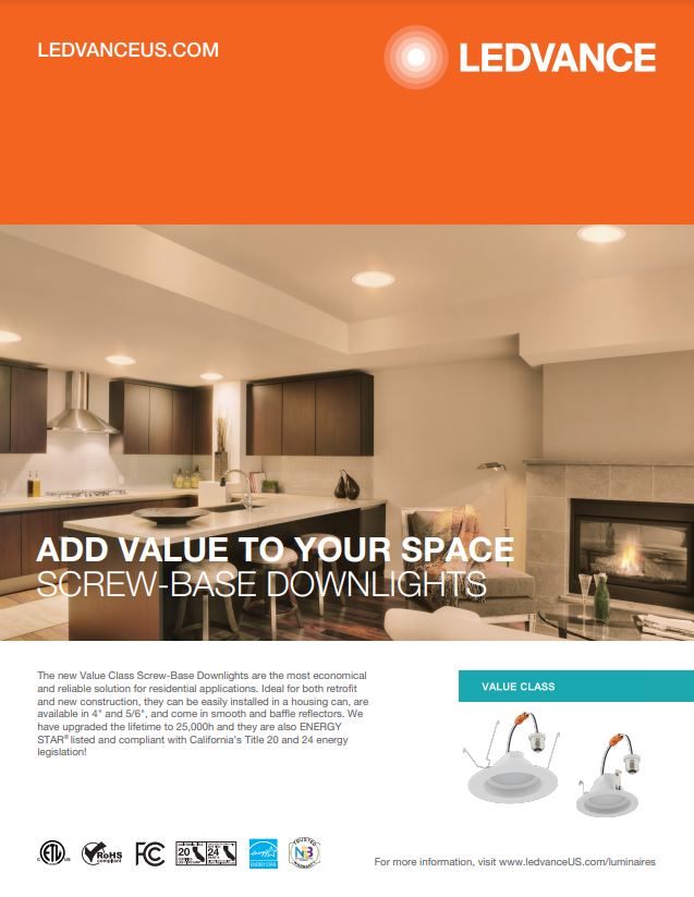 LEDVANCE VALUE CLASS SCREW-BASE DOWNLIGHTS
