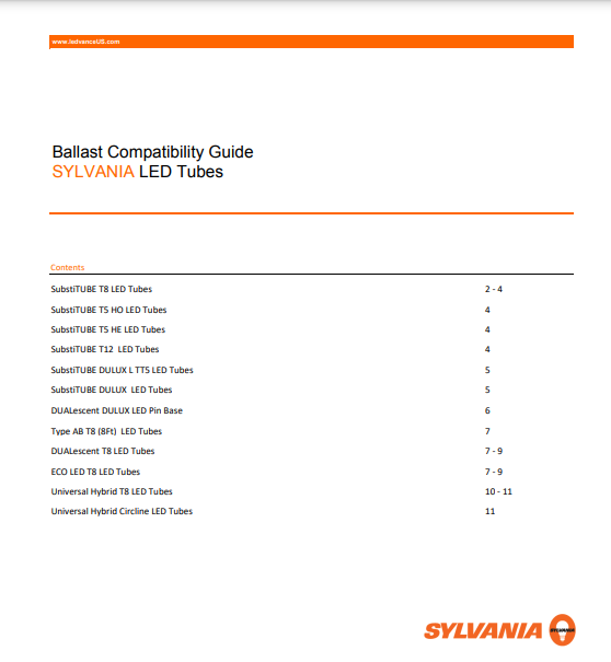 BALLAST COMPATIBILITY GUIDE