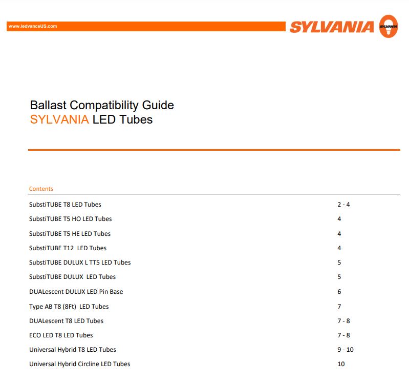 Ballast Compatibility Guide - LED Tubes​