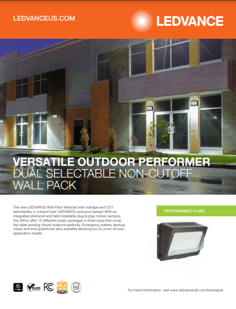 LEDVANCE PERFORMANCE CLASS DUAL SELECTABLE NON-CUTOFF WALL PACK