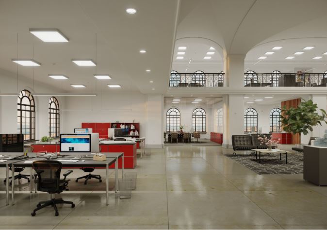 led backlight panel in office